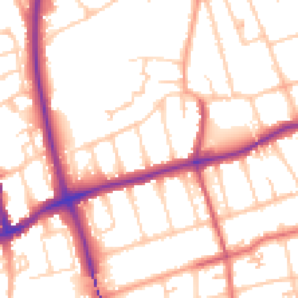 Daytime road noise heatmap for SM1 2EE