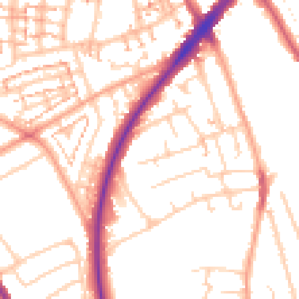 Daytime road noise heatmap for SM1 2EX