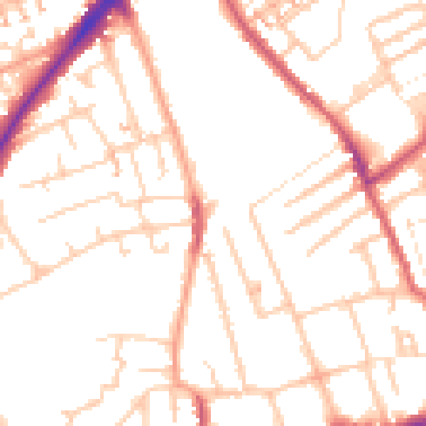 Daytime road noise heatmap for SM1 2HJ