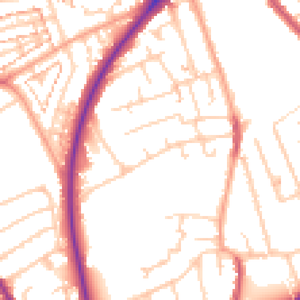 Daytime road noise heatmap for SM1 2HX