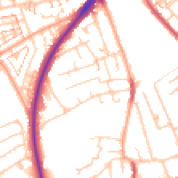 Daytime road noise heatmap for SM1 2HY