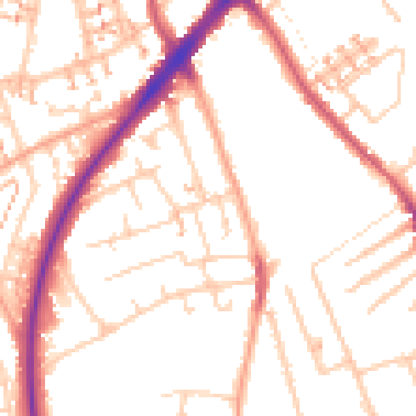 Daytime road noise heatmap for SM1 2JF
