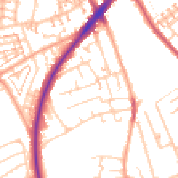 Daytime road noise heatmap for SM1 2JG