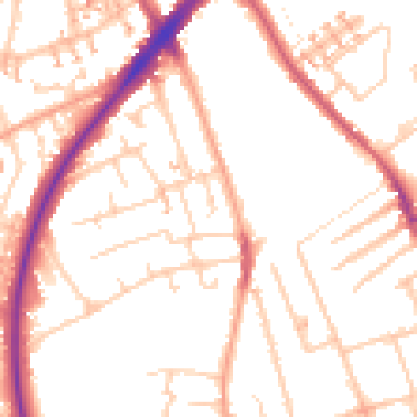 Daytime road noise heatmap for SM1 2JP