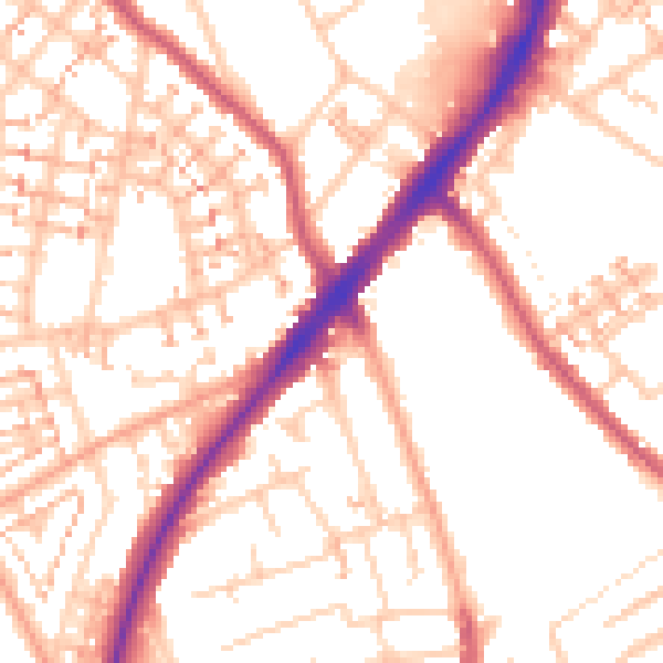Daytime road noise heatmap for SM1 2JR