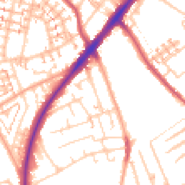 Daytime road noise heatmap for SM1 2JU
