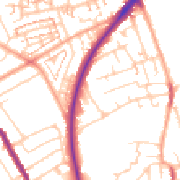 Daytime road noise heatmap for SM1 2LF