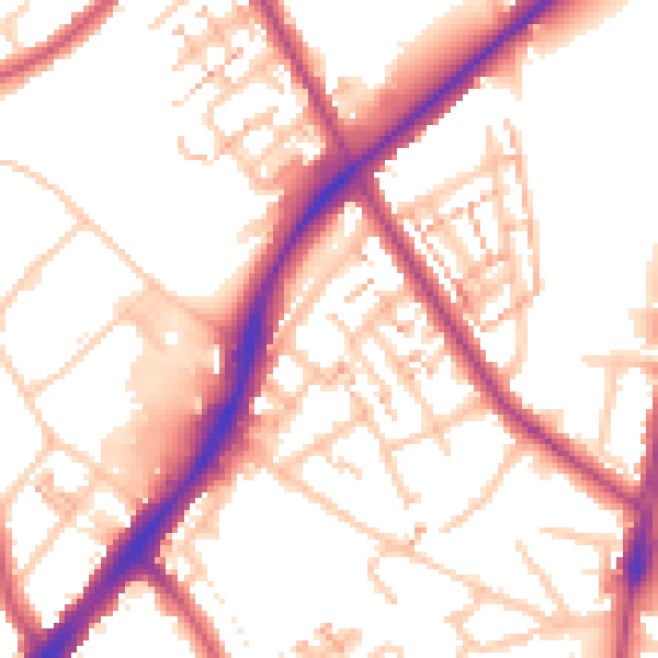 Daytime road noise heatmap for SM1 2PP