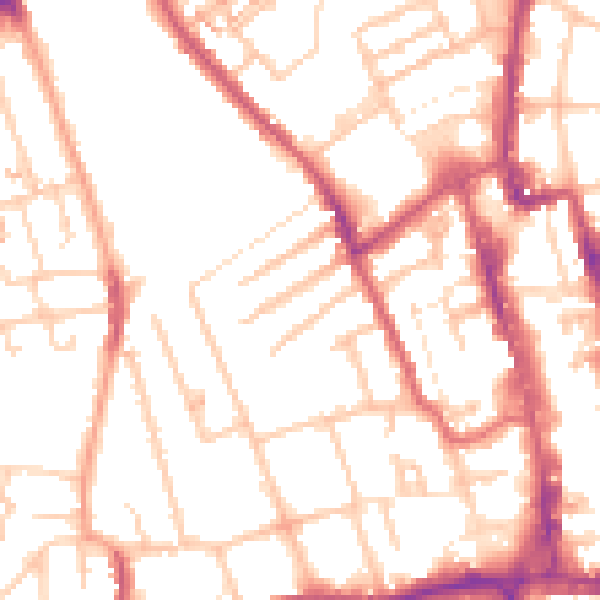 Daytime road noise heatmap for SM1 2PY
