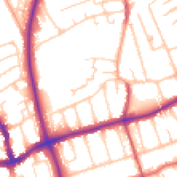 Daytime road noise heatmap for SM1 2XB