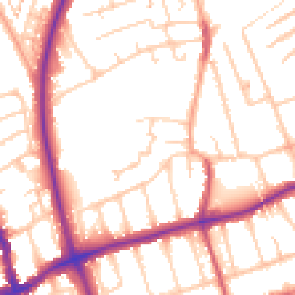 Daytime road noise heatmap for SM1 2ZU