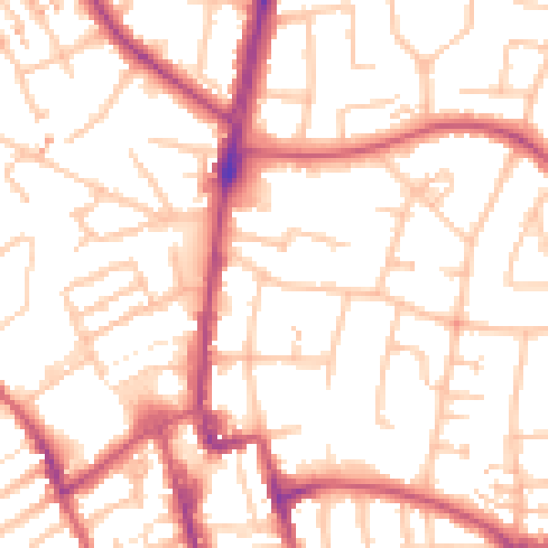 Daytime road noise heatmap for SM1 3AA