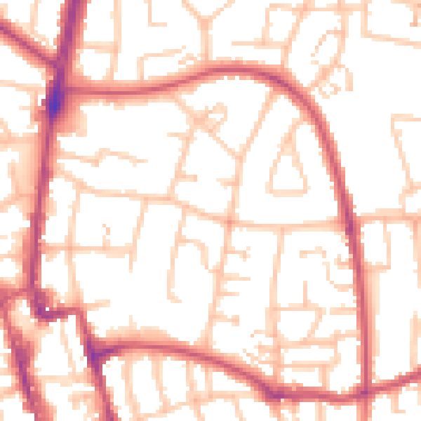 Daytime road noise heatmap for SM1 3AH