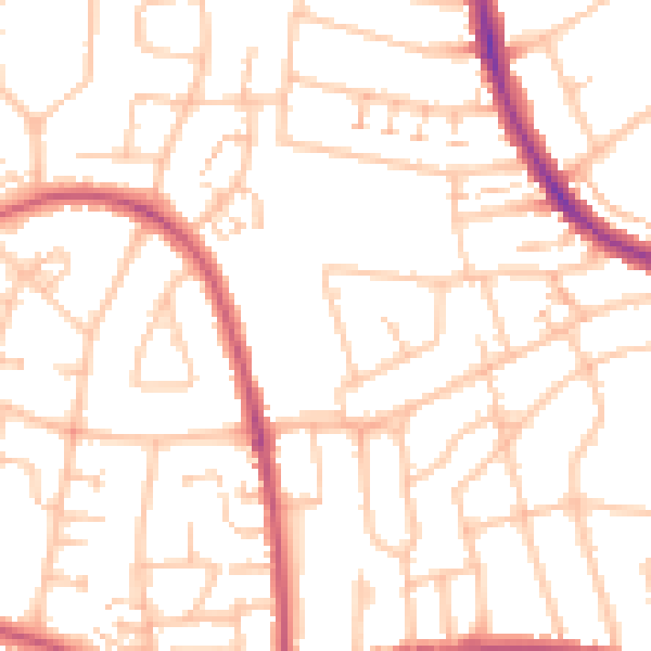 Daytime road noise heatmap for SM1 3AU