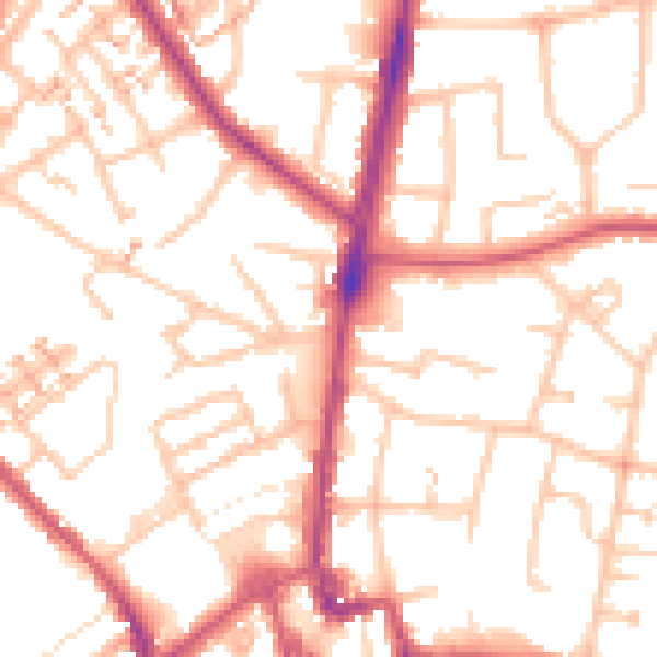 Daytime road noise heatmap for SM1 3EE