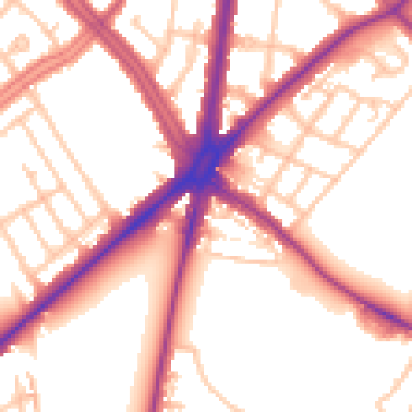 Daytime road noise heatmap for SM1 3HE