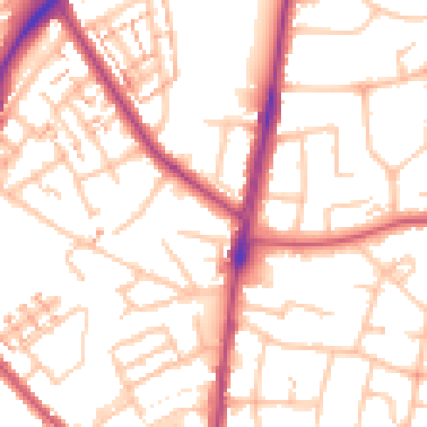 Daytime road noise heatmap for SM1 3HL