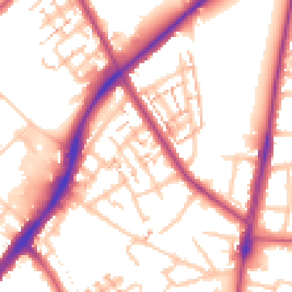 Daytime road noise heatmap for SM1 3HS