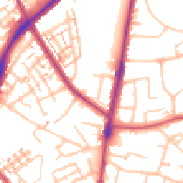 Daytime road noise heatmap for SM1 3JT