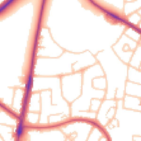 Daytime road noise heatmap for SM1 3LD