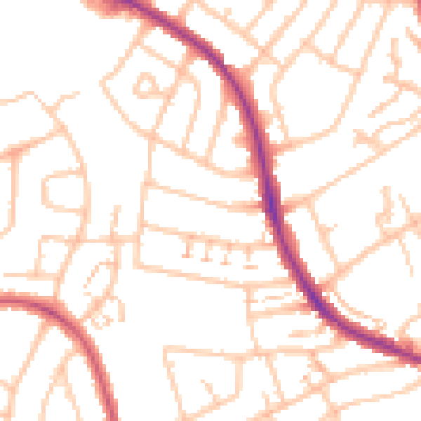 Daytime road noise heatmap for SM1 3PE