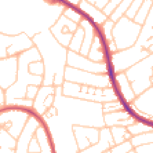 Daytime road noise heatmap for SM1 3PH