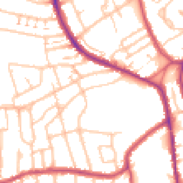 Daytime road noise heatmap for SM1 3QR