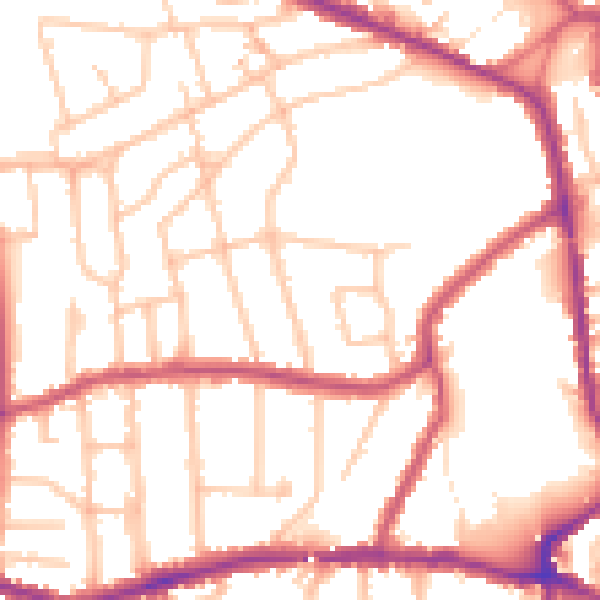 Daytime road noise heatmap for SM1 3QU