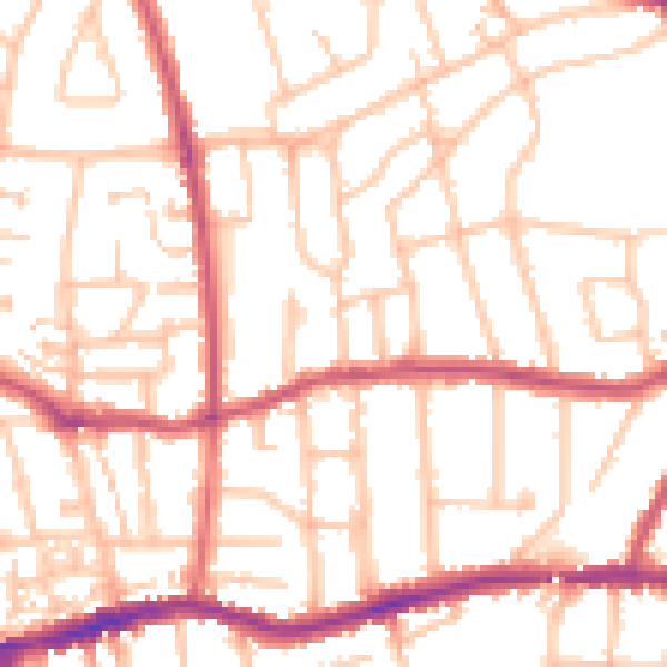 Daytime road noise heatmap for SM1 3RA