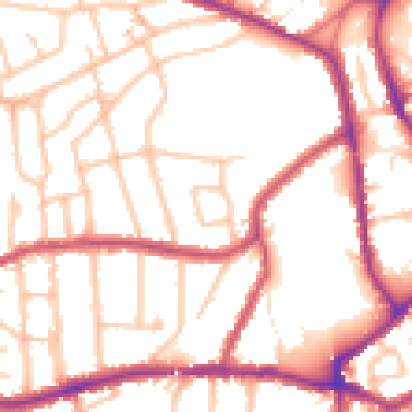 Daytime road noise heatmap for SM1 3RG