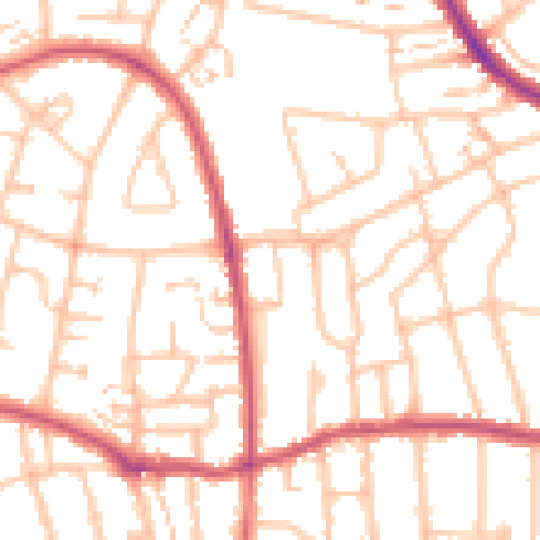 Daytime road noise heatmap for SM1 3RZ
