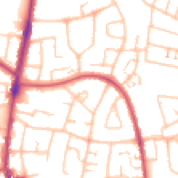 Daytime road noise heatmap for SM1 3SP