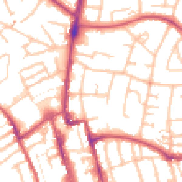 Daytime road noise heatmap for SM1 4EE