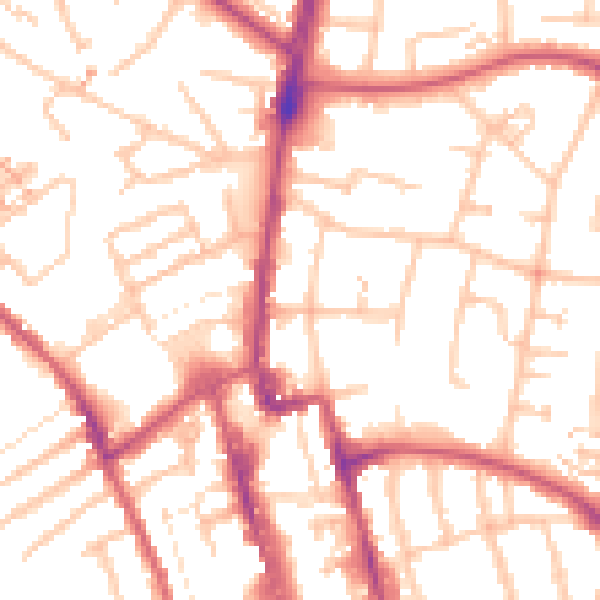 Daytime road noise heatmap for SM1 4EG