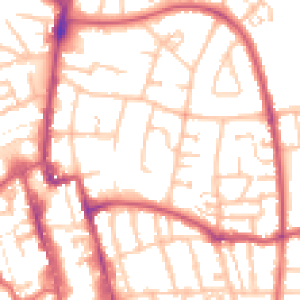 Daytime road noise heatmap for SM1 4ES