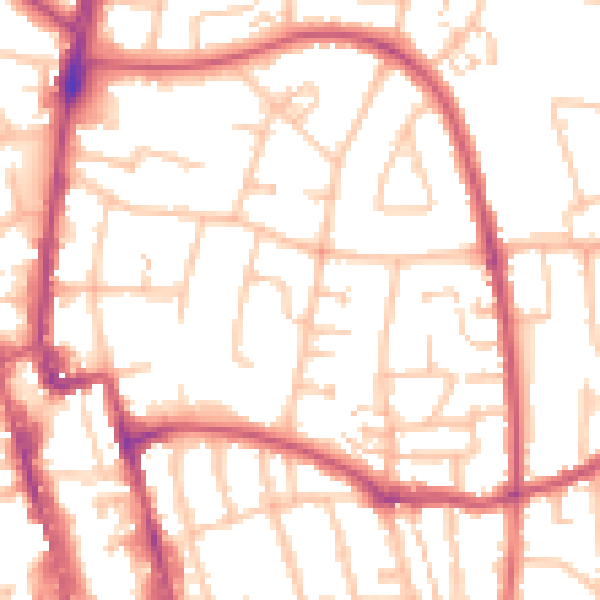 Daytime road noise heatmap for SM1 4HP
