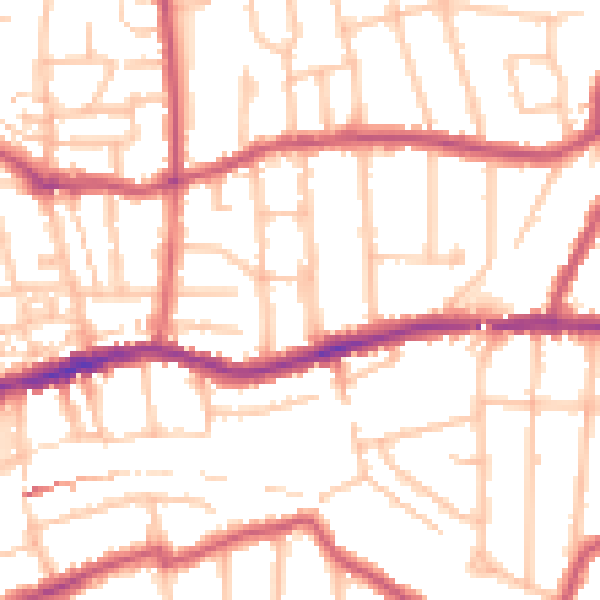 Daytime road noise heatmap for SM1 4LY
