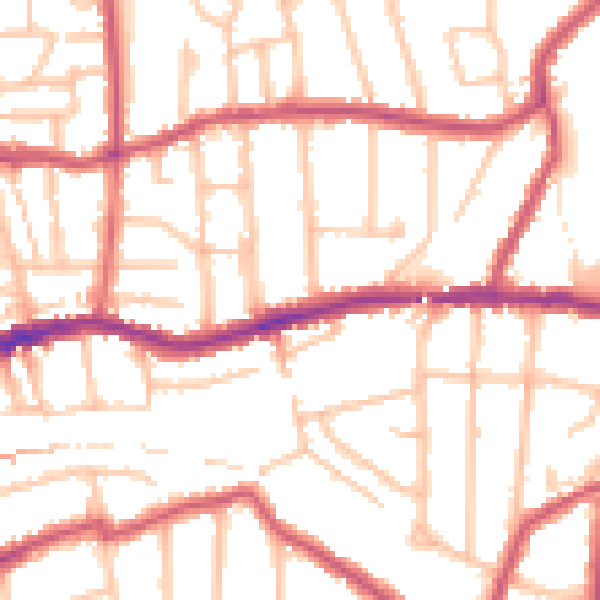 Daytime road noise heatmap for SM1 4ND