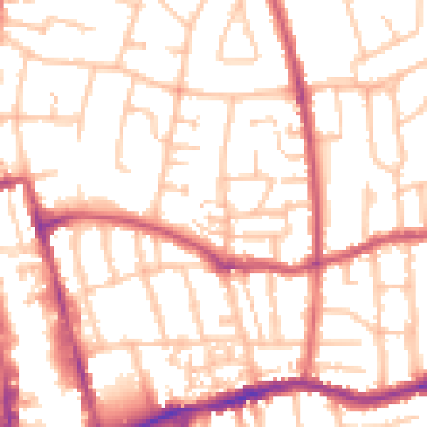 Daytime road noise heatmap for SM1 4PT