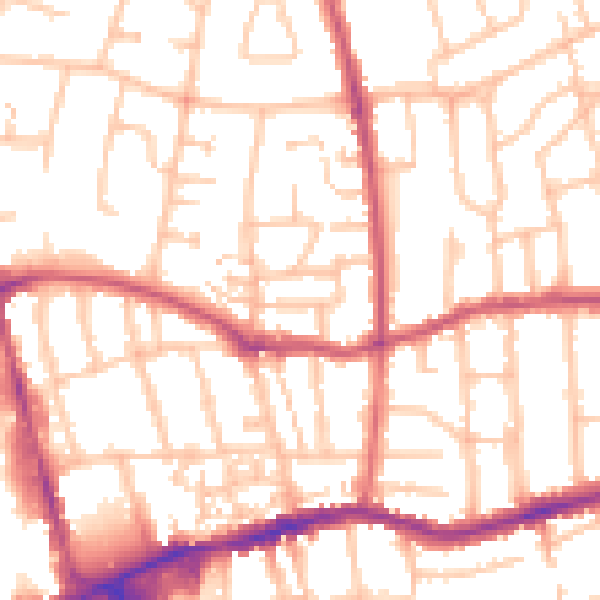 Daytime road noise heatmap for SM1 4QG