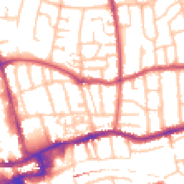 Daytime road noise heatmap for SM1 4QL