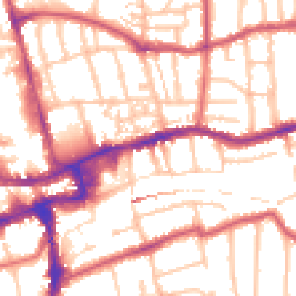Daytime road noise heatmap for SM1 4RL