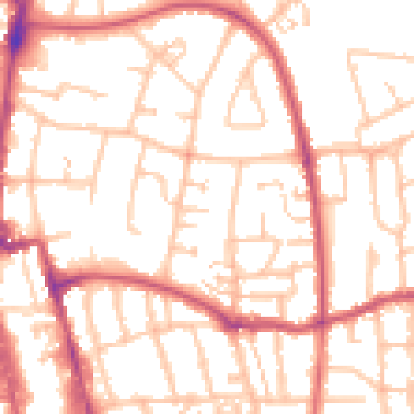 Daytime road noise heatmap for SM1 4RU