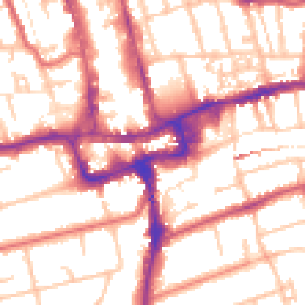 Daytime road noise heatmap for SM1 4SY