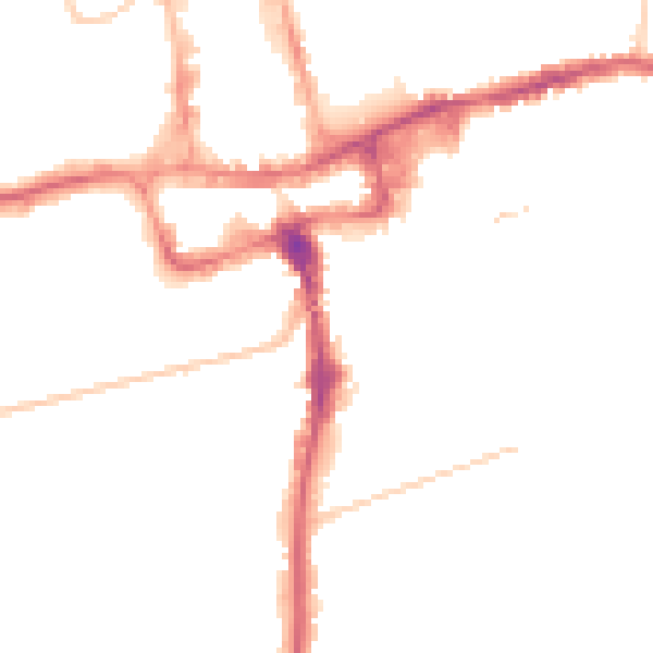 Night-time road noise heatmap for SM2 5AE