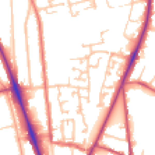 Daytime road noise heatmap for SM2 5BF