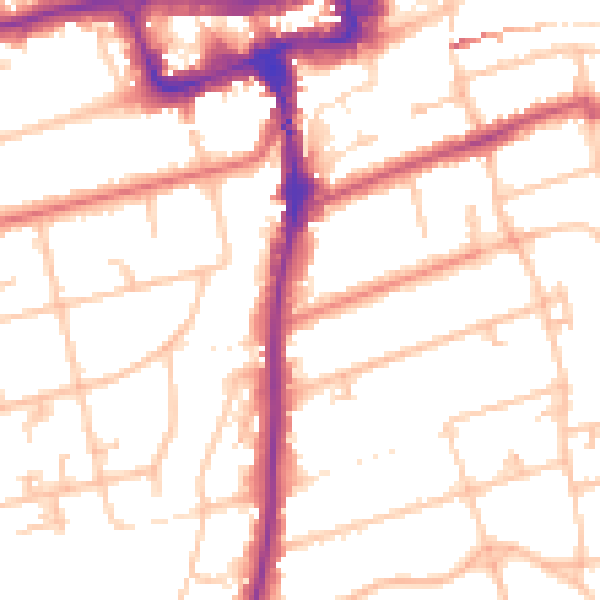 Daytime road noise heatmap for SM2 5BT