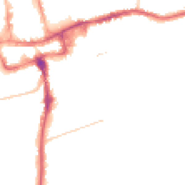 Night-time road noise heatmap for SM2 5DG