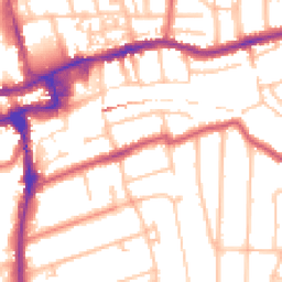 Daytime road noise heatmap for SM2 5DJ