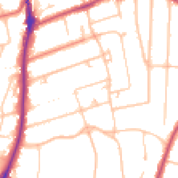 Daytime road noise heatmap for SM2 5HQ